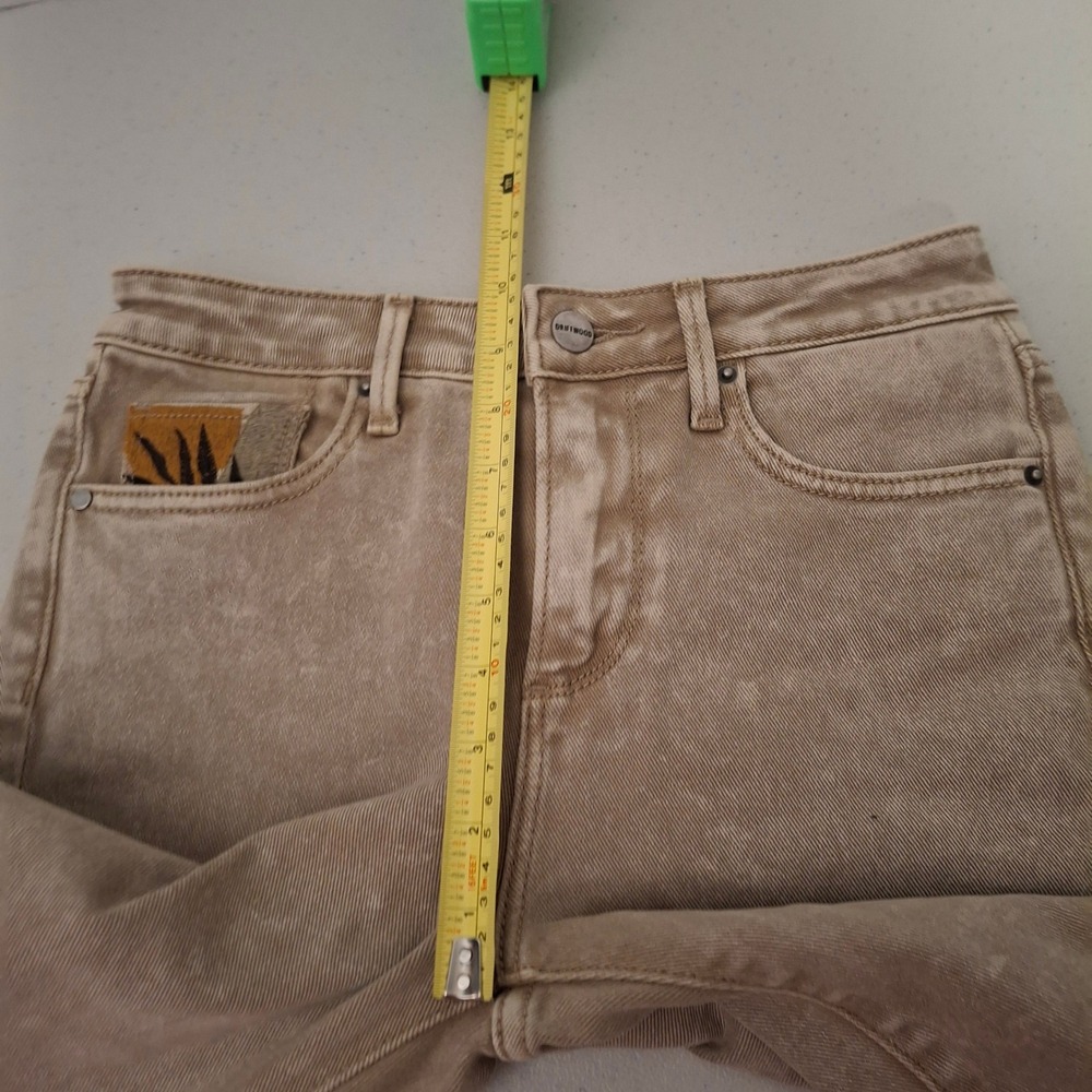 DRIFTWOOD Tan Wide Leg Jeans with Floral Panel - Picture 8 of 9